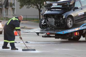 Emergency crews respond to a crash at the intersection of Huron Church Rd. and Tecumseh Rd. W, July 21, 2015. (Photo by Jason Viau)
