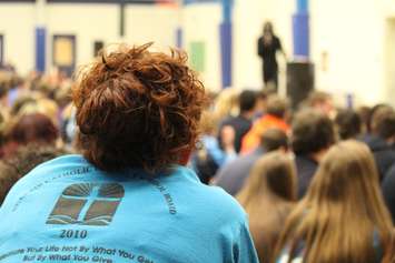 Recording artist and motivational speaker Emmanuel Jal visits Ursuline College in Chatham on November 26, 2015. (Photo by Ricardo Veneza)