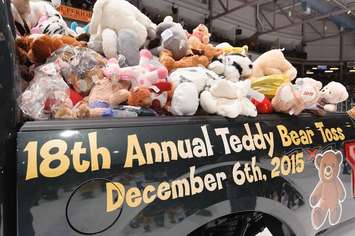 Stuffed Toys Collected At The Sarnia Sting's Annual Teddy Bear Toss December 6/15 (Photo Courtesy of Metcalfe Photography) 