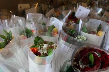 Roses waiting to be delivered during the 17th annual Roses for Rotary fundraiser. April 5, 2017. (Photo by Matt Weverink)