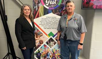 MPP Windsor-Essex Lisa Gretzky (left) and Wendi Nicholson, President of Windsor-Essex Pride Fest (right) Provided by Windsor Pride Fest. 