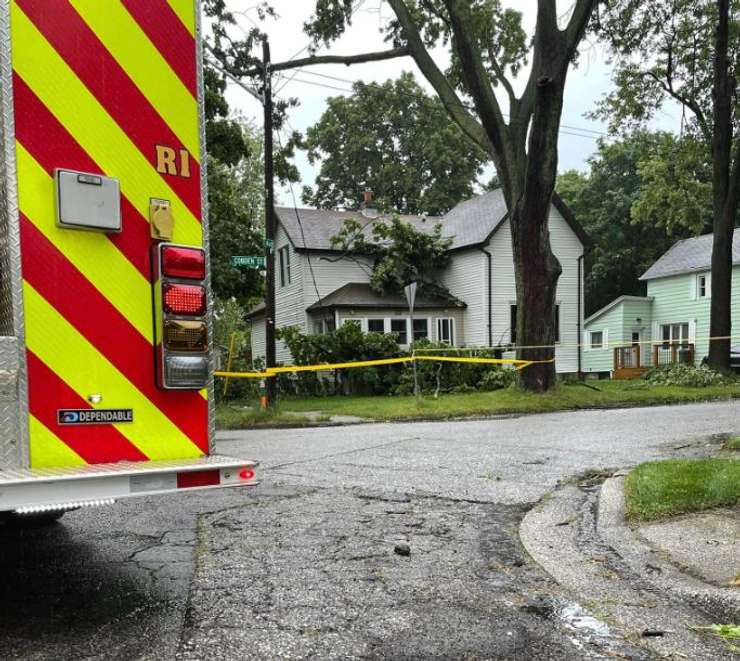 Damage in June 5, 2024 thunderstorm. Photo courtesy of Sarnia Fire and Rescue via Facebook. 