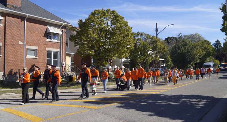 Several members of the Sarnia Police Service participated in the Truth and Reconciliation March. October 1, 2025. (Photo by Natalia Vega) 