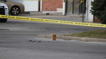 The scene of a police shooting near Wyandotte St. and Goyeau St. in downtown Windsor, March 21, 2018. (Photo by Maureen Revait) 