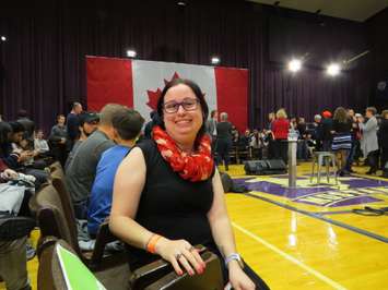 Deana Ruston waited in line for four hours to get a seat at the Prime Minister's London town hall, January 11, 2018. (Photo by Miranda Chant, Blackburn News)