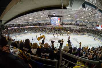 The Sarnia Sting host the London Knights in Game four of the Western Conference final. May 3, 2023 (Metcalfe Photography)