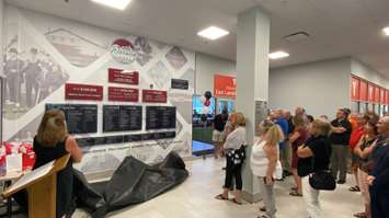 A donor wall is unveiled at the East Lambton Community Complex (Photo courtesy of Warwick Twp.)