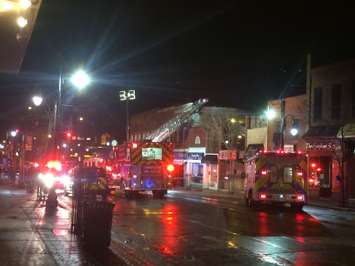 Leamington fire crews battle an Erie St. S apartment fire. April 7, 2015 (photo by Ricardo Veneza)