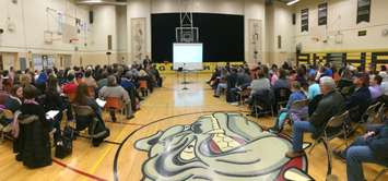 A public meeting to discuss the review process for several area public schools was held at General Amherst on January 29, 2015. (Photo by Jason Viau)