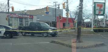 A vehicle and bicycle collide at Wellington, Ontario and Mitton Streets. March 30, 2015 (Photo submitted by Corey Dillon)