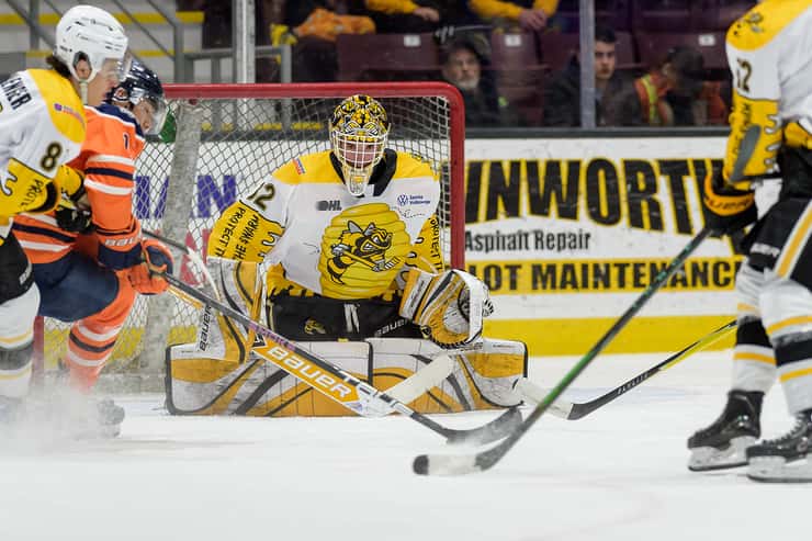 Flint Firebirds at Sarnia Sting, February 4, 2026. Photo by Metcalfe Photography. 