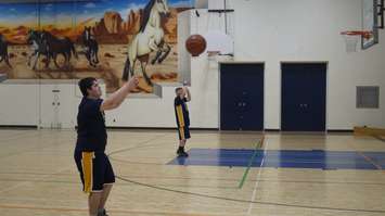 Students practicing in the school gymnasium. May 30, 2023. (Photo by Natalia Vega)