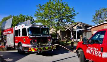 Windsor Fire & Rescue responds to a house fire on Novello Crescent. Photo courtesy of @_OnLocation_ via Twitter.