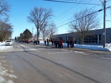 Education union members picket in Seaforth in front of the Avon Maitland District School Board facility. February 21st, 2020 (Photo by Bob Montgomery)