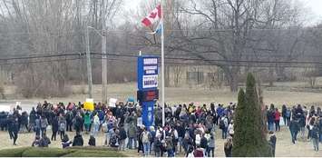 Students at Sandwich Secondary School in LaSalle walk out on April 4, 2019. Photo submitted by Crystal Meloche/Facebook.