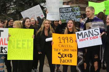 Walkerville Collegiate students demonstrate on April 4, 2019. Photo by Mark Brown/Blackburn News.
