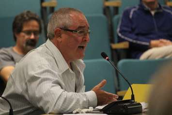 Kirk Vivier with Essex Taxi asks council to reduce cab licensing fees, June 1, 2015. (Photo by Jason Viau)