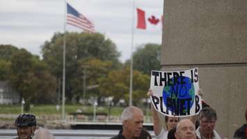 A Global Climate Strike under the Blue Water Bridge in Point Edward. September 27, 2019. (BlackburnNews.com photo by Colin Gowdy)