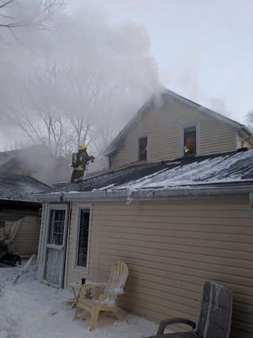 Fire at 85 Ann St. in Thamesville. December 12, 2018. (Photo courtesy of Chatham-Kent Fire and Emergency services).