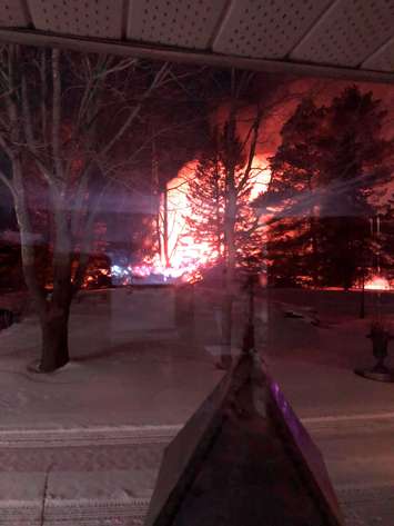 Fire at the Legion in Hepworth on January 21, 2022. (images courtesy of Kim Redden via Facebook)