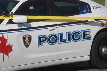 Windsor police cruiser and tape, August 30, 2019. Photo by Mark Brown/Blackburn News.