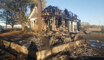 The burned-out remains of the Scurk family home. Photo provided by GoFundMe.