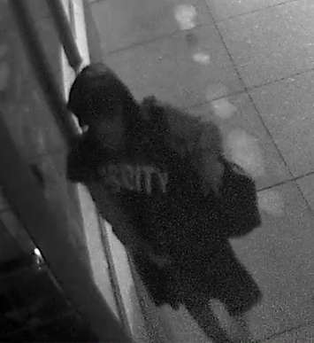 Surveillance photo of suspect wanted in Sarnia Library vandalism - Oct 15/18 (Photo courtesy of Sarnia Police Service)