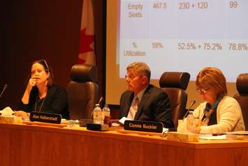 Residents from the Harrow and Amherstburg areas press public school board trustees to keep their schools open at the GECDSB regular meeting on September 15, 2015. (Photo by Ricardo Veneza)