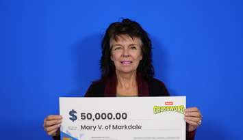Mary Vandersluis of Markdale is celebrating after winning a $50,000 top prize with INSTANT CROSSWORD. Photo from OLG