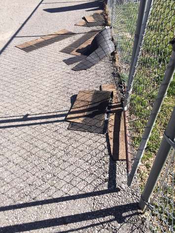 Shingles torn off by wind in Chatham-Kent. March 8, 2017. (Photo courtesy of Cady Bisschop via Twitter)