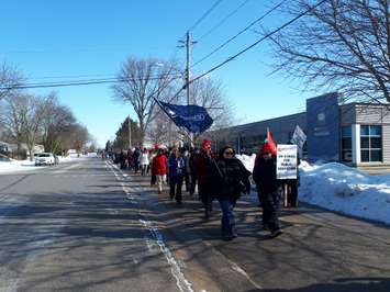 Education union members picket in Seaforth in front of the Avon Maitland District School Board facility. February 21st, 2020 (Photo by Bob Montgomery)