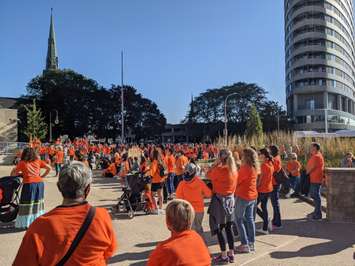 Opening ceremony held outside Sarnia City Hall. Sepember 30, 2021. (Photo by Natalia Vega.)