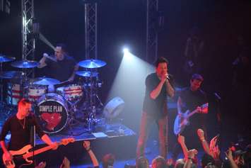 Canadian band Simple Plan on stage at the Olde Walkerville Theatre in a benefit concert presented by Blackburn Radio on February 17, 2016. (Photo by Ricardo Veneza)