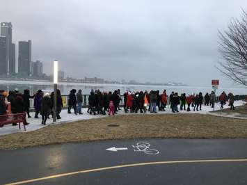 Murdered and missing women in the Windsor-Detroit area were remembered with a march and vigil at the Windsor riverfront Jan 17, 2019. (Photo by Paul Pedro)