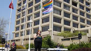 Flag raising ceremony at the Seaway Centre Parkette in Sarnia. May 31, 2019. (Photo by Colin Gowdy, BlackburnNews)