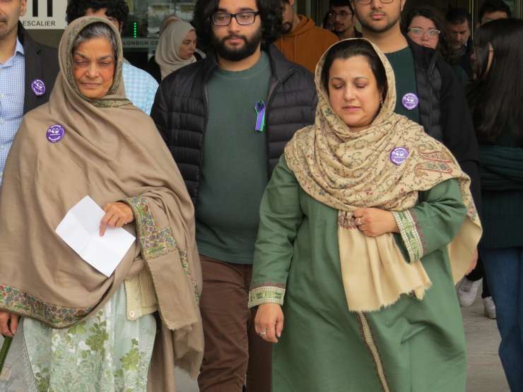 Family and friends of the Afzaal's emerging from the London Courthouse following the sentencing. (Photo by Tamara Thornton, Blackburn Media)