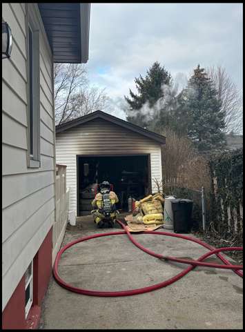 A garage fire was reported February 11, 2024 in Sarnia (supplied by: Sarnia Fire Rescue via Facebook Page)