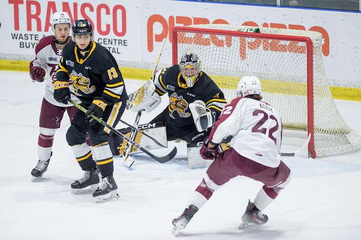 Sarnia Sting home to Peterborough, Jan 3, 2024. Photo by Metcalfe Photography. 