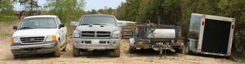 Allegedly stolen items recovered by OPP in Essex on May 12, 2022 (Courtesy OPP)