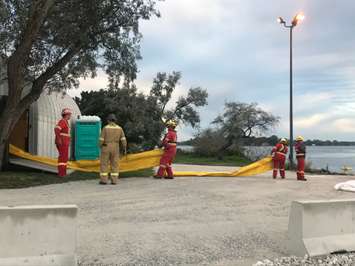 Crews respond to a simulated oil spill on the St. Clair River Sept. 26, 2019 (Photo courtesy of Shell Canada)