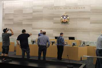 Visitors check out the new City Council Chambers at a public opening of the New Windsor City Hall, May 26, 2018. Photo by Mark Brown/Blackburn News.