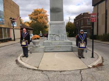 Masonic Temple members in Chatham keeping watch at Chatham cenotaph. Nov. 06, 2017.  (Photo by Paul Pedro)
