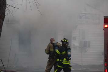 Windsor fire crews battle a blaze at 1574 Gladestone Ave., April 7, 2015. (Photo by Jason Viau)