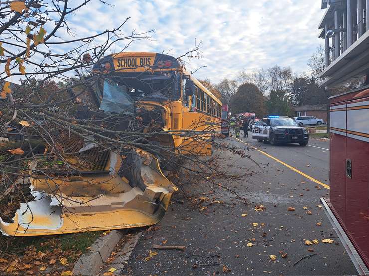 School Bus collision in Stratford. Photo from Stratford Police