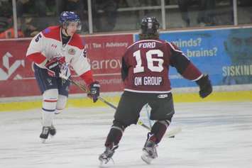 The Chatham Maroons take on the Strathroy Rockets, February 3, 2016. (Photo courtesy of Jocelyn McLaughlin)