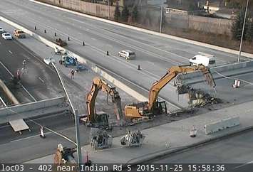 Indian Rd. Overpass being torn apart. Photo courtesy of MTO.