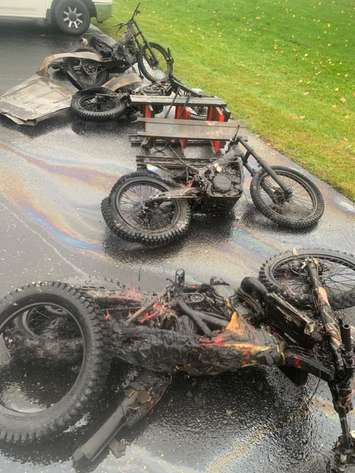 The aftermath of a fire at Lang's Off-Road in Dorchester, October 22, 2020. (Photo courtesy of Lang's Off-Road via Facebook)