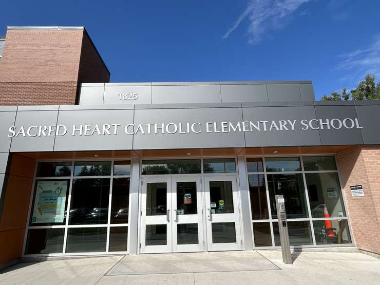 Outside of the newly renovated Sacred Heart Catholic School (Photo by: Lindsay Newman/ Blackburn Media)