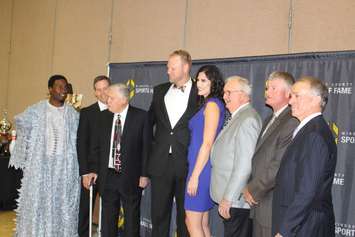 The 2015 inductees into the Windsor-Essex County Sports Hall of Fame. From left to right: Oshiomogho Atogwe, Dan Murray, Paul 
