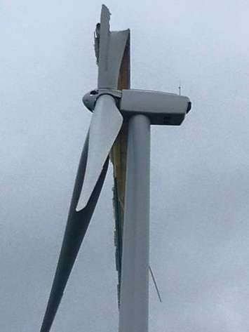 Damaged wind turbine near Grand Bend Aug. 3, 2015 (Submitted photo)
